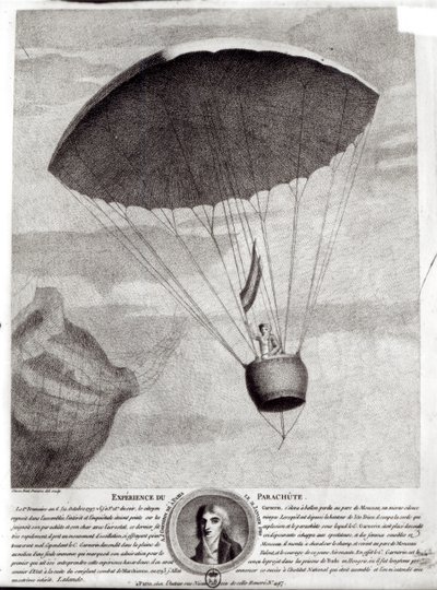 The First Parachute Descent by Andre Jacques Garnerin (1770-1823) over Parc Monceau, 22nd October 1797 by Simon Petit